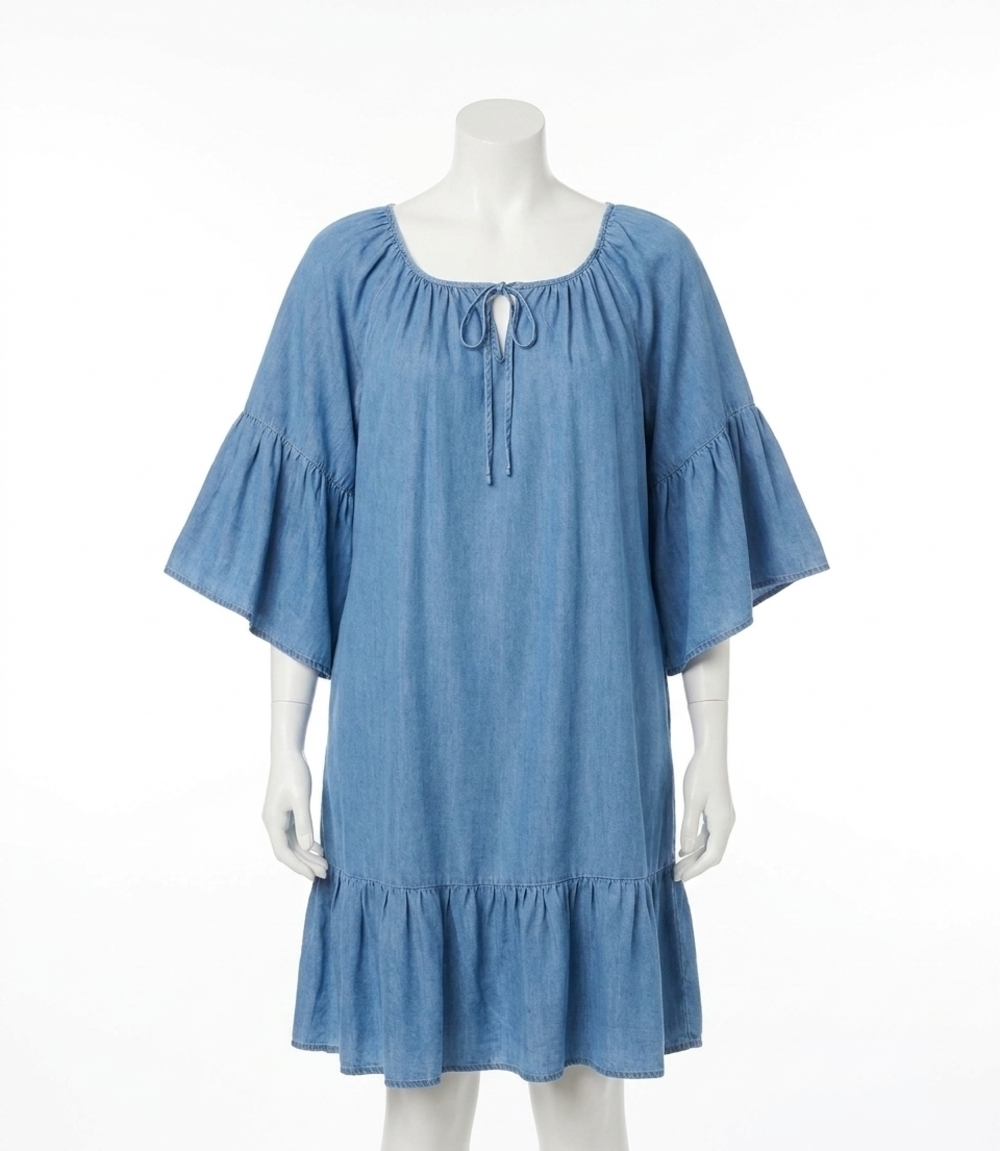 NEW KAREN KANE ruffle hem dress in chambray